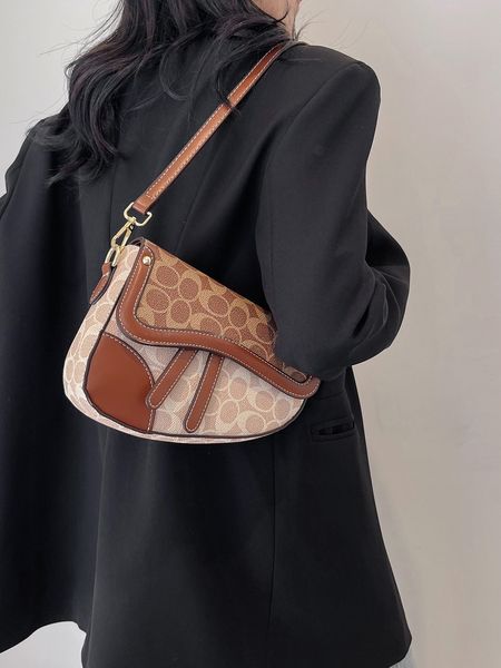 

Designer Bags Fashion Shoulder Bag Ladies Classic Vintage Old Flower Multifunctional Single Shoulder Medium Commuter Saddle Bag, Clear