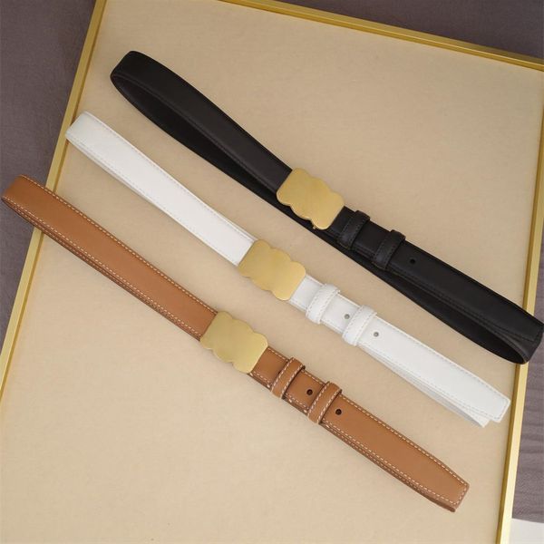 

Fashion Smooth Buckle Belt Retro Design Thin Waist Belts for Men Women Width 2.5 CM Genuine Cowhide 3 Colors, C1