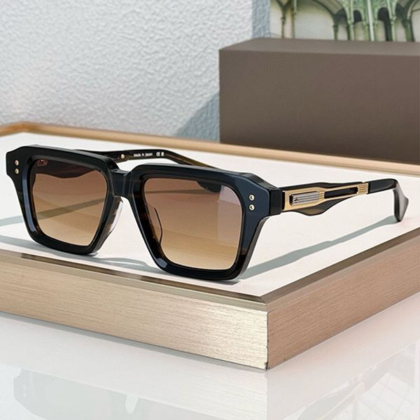 

Luxury Titanium Sunglasses Men Women Black Yellow Gold Rectangular Acetate Frame Sunglasses 459 Dual Titanium Temple Exquisite Noble Line Design Glasses