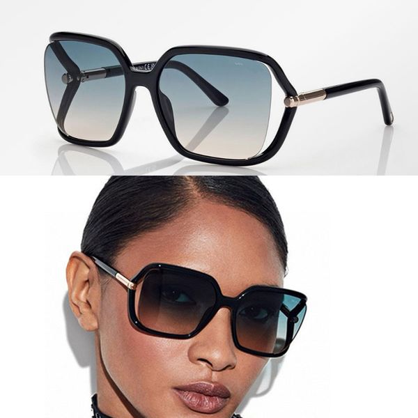 

Summer Travel Miss 02 SUNGLASSES Designer Hollow Out Square Tortoiseshell Frame Eyewear 1089 Women Unique Blue Gradient Lens Outdoor Fashion Sunglasses