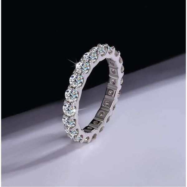 

2024 Sparkg Gorgeous Handmade Full Round Cut Moissanite Dia Gemstones Wedding Rings Pure 100% Sterg Sier Party Eternity Women Band Ring Gift