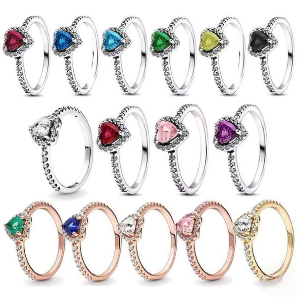

Hot selg sterg sier ring, red pink blue heart-shaped crystal ring fit charming ladies as accessories, DIY jewelry gift