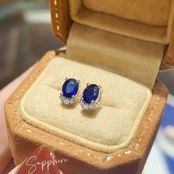 

Ins style Sapphire & Zircon Cluster Earrings - Luxury 925 Sterling Silver Prong Setting Jewelry