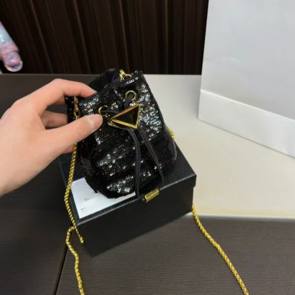 

Mini sequin bag shoulder bag coin purse diagonal cross bag sequin women's bag fashion designer 10A, Black
