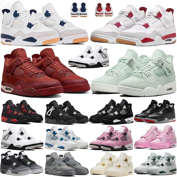 

Designer Men Women BasketBall Shoes Military Blue Black Orchid Oxidized Green Bred Reimagined 4 Metallic Gold Sail Red White Thunder Cat Vivid Sulfur Violet Ore, Color#3