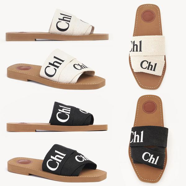 

Designer Slippers Sandals Woody Mule Flat Slides Designer Canvas Sandals Womens Letter Sandal Slipper Shoes Casual Thick Bottom Net Red Summer Flat Womens, Color-4