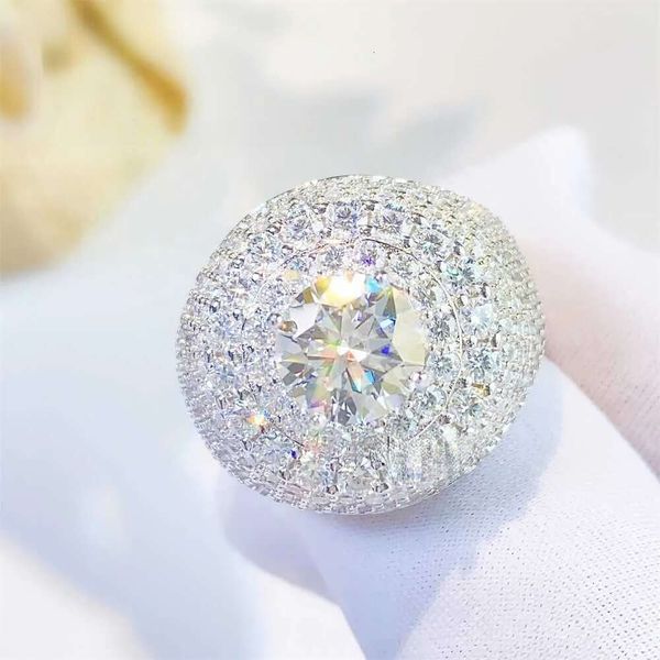 

New Design Hip Hop Iced Out Sier Gold Plating Engagement Dia Moissanite Ring For Men
