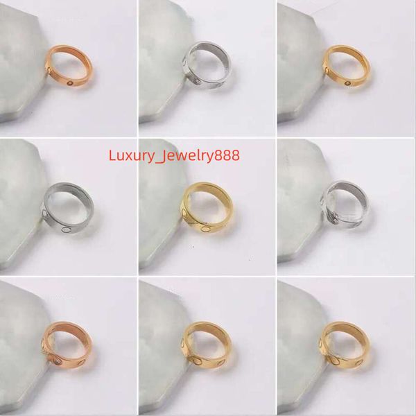 

Designer Ring Plain ring Love Rings Womens Couple Jewelry With dias Casual Fashion Street red box men Classic Gold Sier Rose Optional Size 4 /5 / 6mm 25