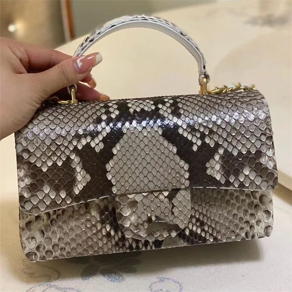 

10A new top ladies leather bag designer luxury python 20cm shoulder crossbody handbag classic fashion retro flap bag replica multicolor.., A1