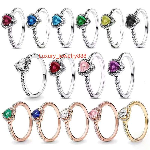 

Hot selg sterg sier ring, red pink blue heart-shaped crystal ring fit charming ladies as accessories, DIY jewelry gift
