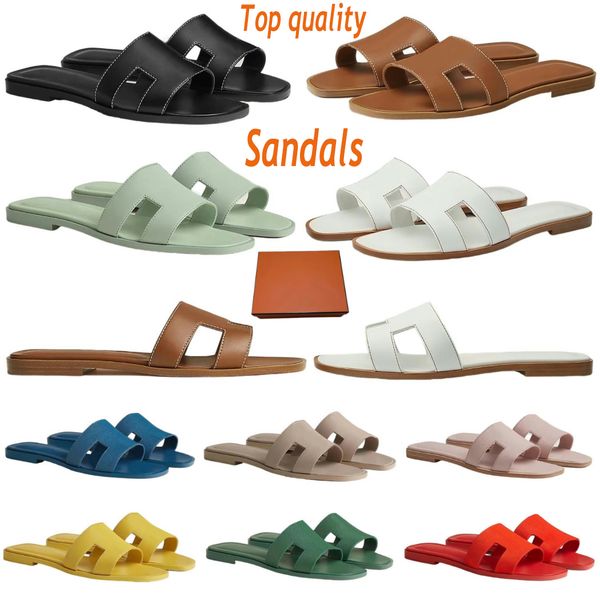 

Fashion designer women's sandals Summer flat non-slip slippers Leather casual beach sandals High quality with box, # 15