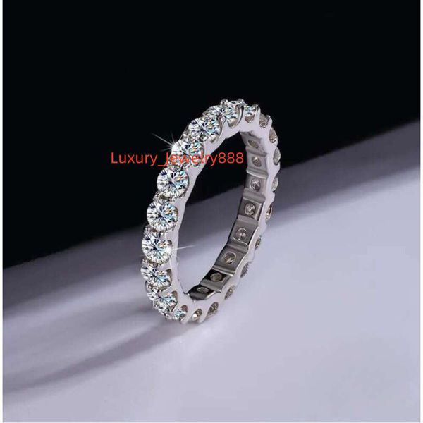 

2024 Sparkg Gorgeous Handmade Full Round Cut Moissanite Dia Gemstones Wedding Rings Pure 100% Sterg Sier Party Eternity Women Band Ring Gift