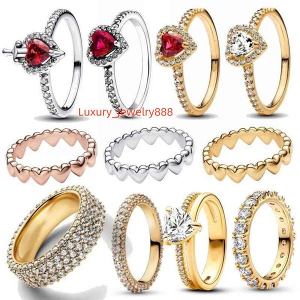 

2024 New Sier Timeless Pave Triple-row Row of Hearts Rings for women Gifts jewelry Designer Ring Gift Wholesale