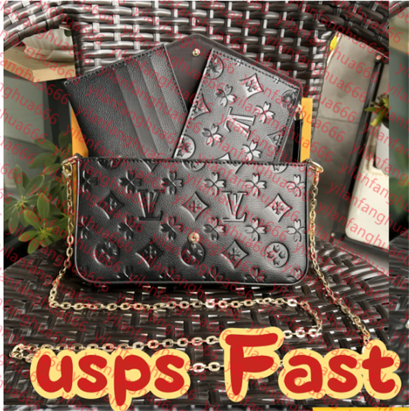

Luxury Genuine Leather Designers Bags 3pcs/set accessories women Crossbody Leather Purse Messenger Handbags Flowers shoulder Evening bag lady with box M61276, 15#
