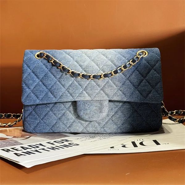 

10a designer bag Flap Bag Vintage denim bag Chain Hardware Shoulder Luxury Bag saddle bag tote bag Dark Blue Denim Classic..., A1