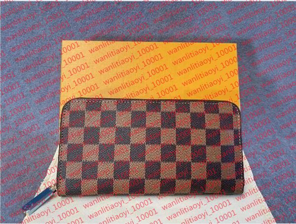 

Designer M60017 Leather Wallet Women Zipper Long Card Holders Coin Purses Woman Shows Exotic Clutch Wallets, Red