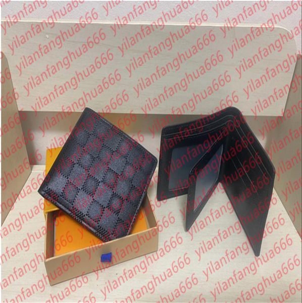 

Genuine leather Designers Men plaid wallets designer purses luxury leather short wallet Card Holder wallets classic pocket Genuine leather Man Bags original box, 4#