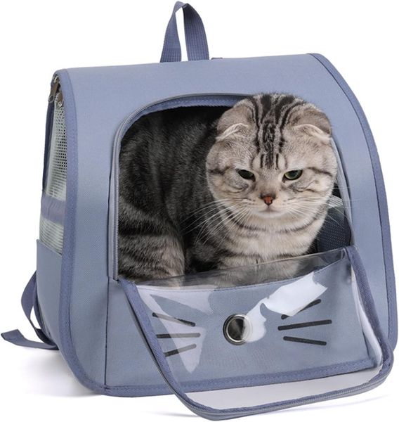 

Pet Backpack Small Cats, Portable and Foldable Backpack, Carry Bag Cats Dogs up to 10 kg, Breathable Cat Dog Bag, for Travel, Walks, Grey