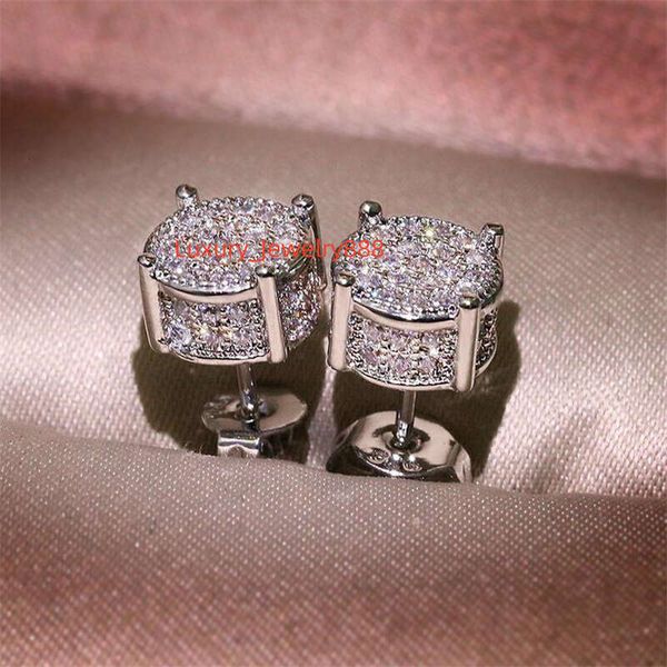 

Choucong Hip Hop Stud Earring Vintage Jewelry Sterg Sier Yellow Gold Fill Pave White Sapphire CZ Dia Sparkg Women Men Earrings For Lover Gift