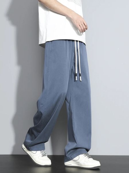 Summer mens sports pants Korean fashion lightweight loose wide leg straight casual pants 250318