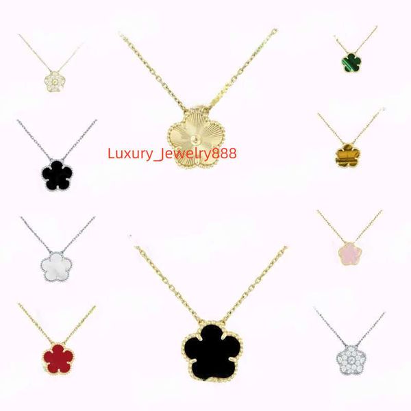 

Four leaf clover designer jewelry women pearl mixed color S sier plated pendant necklace fashion ho01 C4
