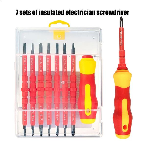 8 In 1 Insulated Screwdriver Set Multifunction Screwdriver Electricians Slotted Cross Repair Screwdriver Bit Hand Tools Kit Set 250318