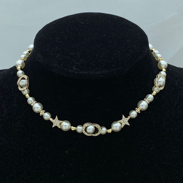 

Designer Letter Pendants Pearl Necklaces Choker Womens Wedding Gift Gold Necklace Chains Jewelry