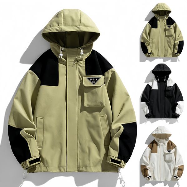 

GG-P-R-A Designer Mens Outdoor Windproof Jackets Color Matching Coats for Men and Women 2025 Spring Autumn Casual Jacket With Hood Sports Mountaineering Coats, Lightgreen