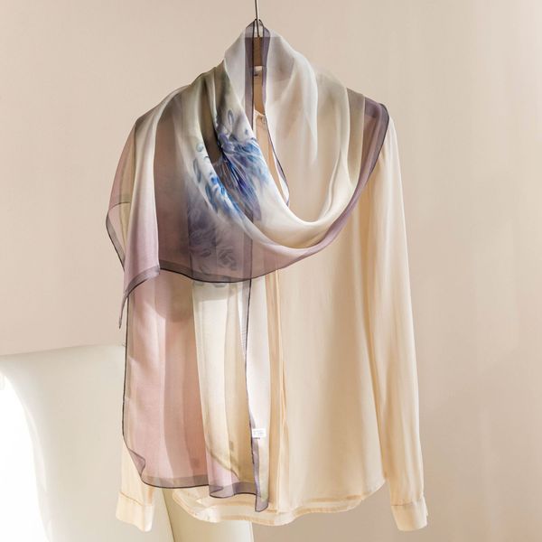 

Premium Summer Thin Printed 100% Silk Scarf --896605