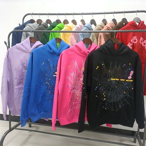 

Mens Designer Spider Hoodies Sweatpants Men Women High Quality Puff Letter Print Web Graphic Hoodie Pink Sweatshirts Pullovers S, Tomato