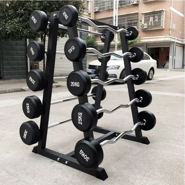 

2025 Gym Fixed Barbell, Straight Bar, Curved Bar, Rubberized Barbell, Aerobics carrying, Integrated, Weight Lifting