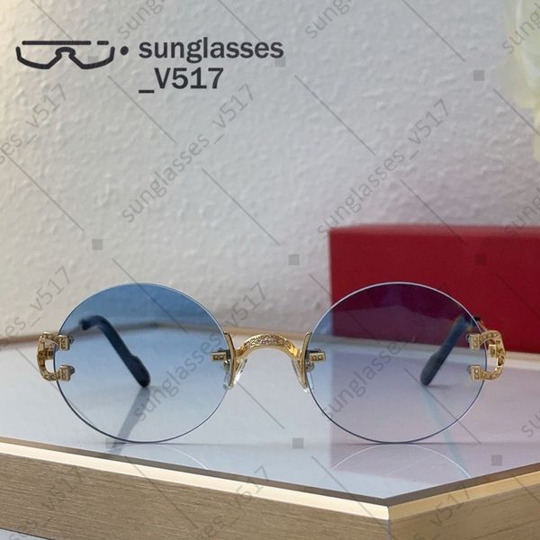 

circle sunglasses mens womens designer sunglasses cat eye glasses Oval eyeglasses rimless Metal frame Simple European style Light and comfortable outdoor goggles