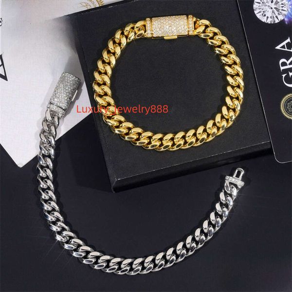 

Hot selg 8mm stainless steel jewelry set with VVS moissanite buckle, hip-hop Cuban bracelet necklace