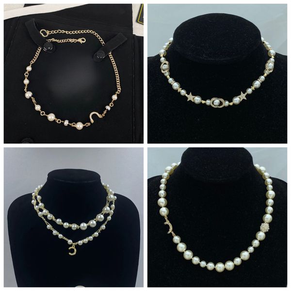 

Designer Necklace Womens Pendant Necklaces Luxury Gold Plated Crysal Pearl Necklace Wedding Party Jewelry Accessories