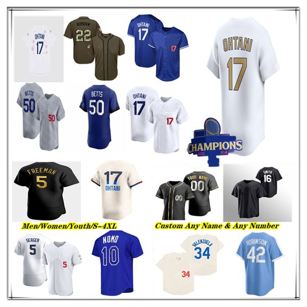 

2025 White Gold Baseball Jersey Shohei Ohtani Freddie Freeman Mookie Betts Roki Sasaki Clayton Kershaw Enrique Hernandez Miguel Rojas Michael Conforto Blake Snell, Men fans version grey with cham 34 patch