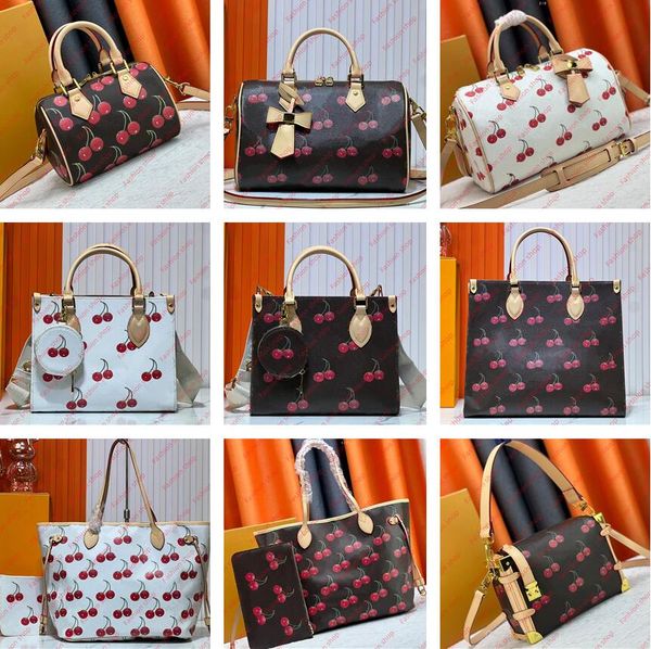 Designer Takashi Murakami bag women on thego MM PM tote Speedys Ban dou liere 20 30 Boston pillow bags Side trunk handbags high quality cherry Never nf shopping totes