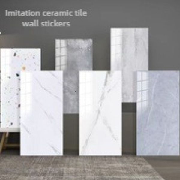 

3D Wall Stickers Self-adhesive Waterproof PVC Decoration Kitchen And Bathroom Bright Surface Imitation Marble Tile Wallpapers, 60cm*30cm