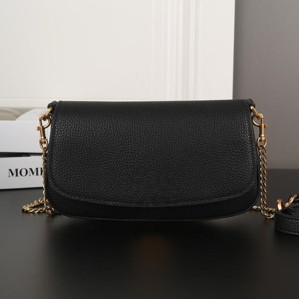 

Bags designer bag fashion bag crossbody bag litchi patterned cowhide shoulder straps removable flip bag underarm bag chain bag real leather bag hot selling item 2025, Black