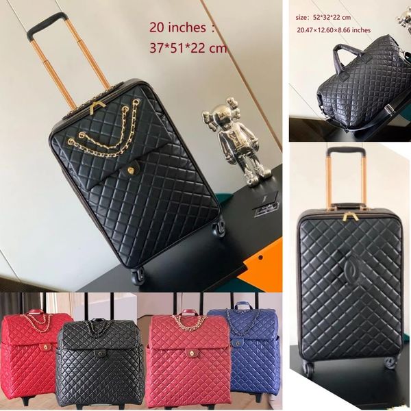 

Designer Suitcase Designer Luggage Women Men Fashion Texture Travel Wheel Large Capacity Luggage Zipper Chain Valise Leather, G-red