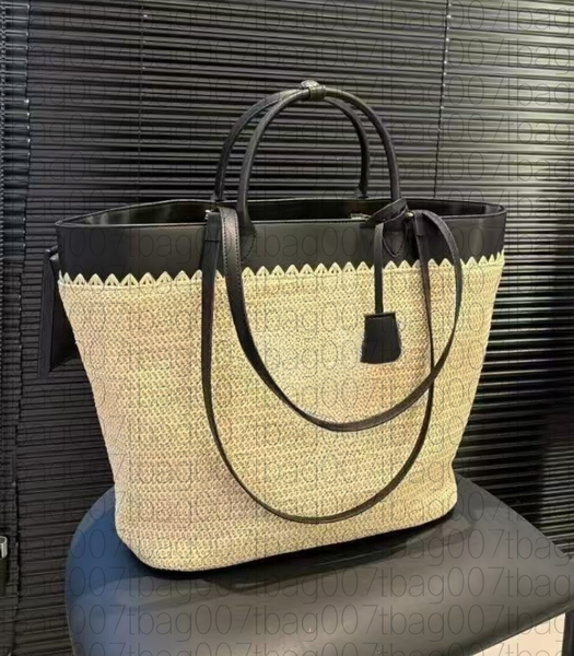 

2024 desinger bag Spring/Summer New Grass Woven Cabbage Basket Fashion Woven Letter Versatile Single Shoulder Crossbody Bag Large Capacity Women's Bag, Khaki