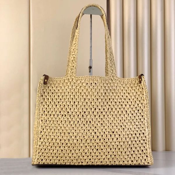 

Top designer bag shopper tote bag women handbag straw shopping bag in raffias hand-crocheted beach bags large tote crossbody shoulder bags luxury purse BFG25427, Beige