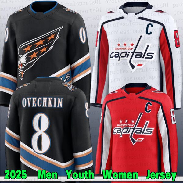 Capitals Jersey Alex Ovechkin Jersey Washiington Hockey Jerseys 2025 Strome T.J. Oshie Tom Wilson Mens Womens YOUTH