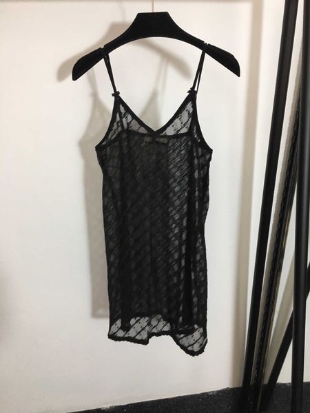 Black Mesh Lace Dresses Sexy Bodysuit Dress brand Letter Embroidery Mini Dress Women Halter Neck Fashion Casual Evening Party Night Club Wear Matching Box