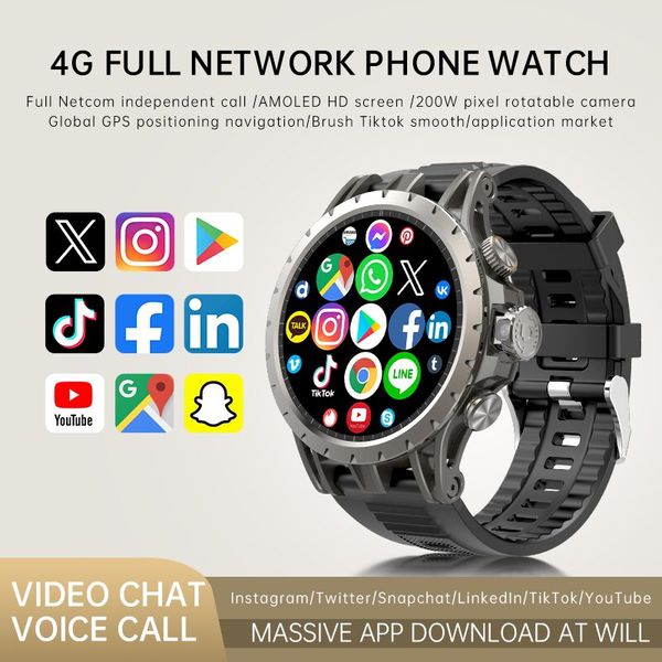 

4G LTE Smartwatch 2024 Android os GPS Video Vo Wi-Fi Call Messaging HD Camera 4G Sim Card WIFI Mens Smart Watch