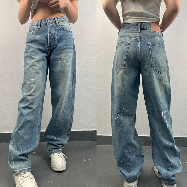 

womens designer jeans ripped jeans Nordic minimalist high waisted straight leg dirty pants ac, Light blue