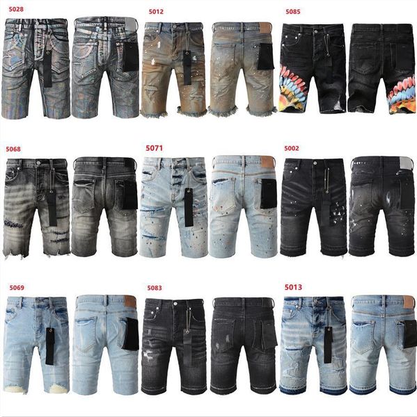 

Men Denim Shorts Ripped Slim Fit Straight Leg Knee Length Vintage Washed Casual Summer Jeans for Everyday Nightclub -40 Size Designer Short Jeans Hip Hop Streetwear, P5088