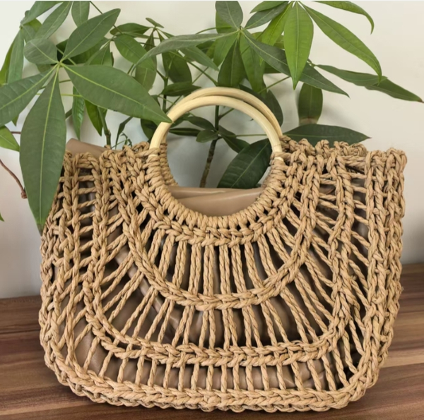 

Spring/Summer New Knitted Beach Bag Handbag Designer Top Quality 2025, Black
