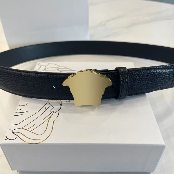 

Mens Belt Designer Genuine Leather Belts 3.8cm 4cm Width Classic Smooth Buckle Cowhide Waistband for Women 90-125cm Length Gold Sliver Black, C2