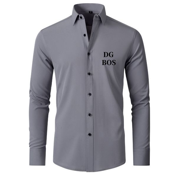 

DGBOS Designer Men's Business Dress Shirts New Brand Elastic Shirt Men Long Sleeve Business Casual Clothing Fashion Slim Fit Shirt Elegant Shirts For Men, B-4