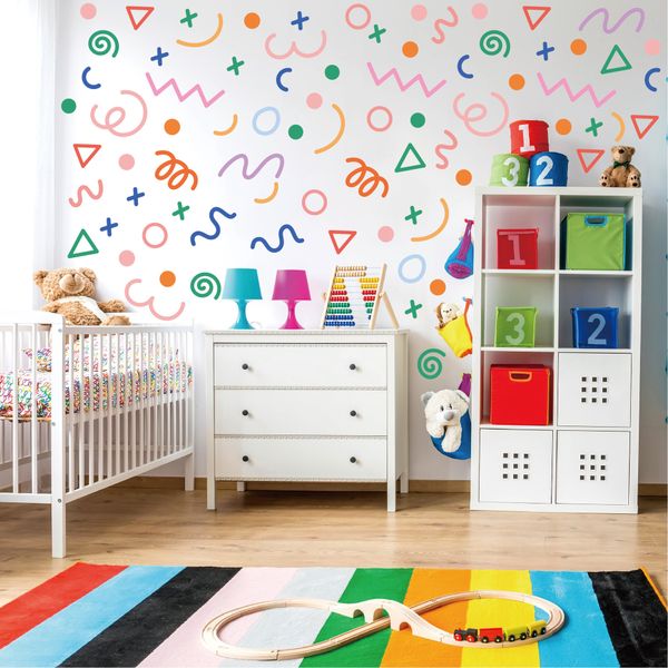 

Irregular Geometric Line Wall Stickers Colored Cartoon Self-adhesive Home Decoration Kindergarten Childrens Room Diy Wallpaper Wholesale